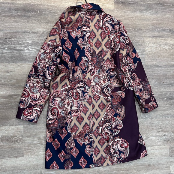Chico’s Paisley Print Lined Colorful Trench Coat Button Front Size 0 US 4/6 NWT - Picture 11 of 12